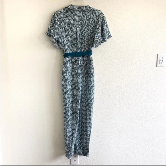 Diane Von Furstenberg Athena Crepe Belted Jumpsuit in Geo - Picture 3 of 7